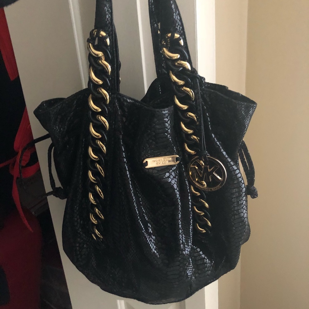 Michale Kors gold chain snakeskin bag